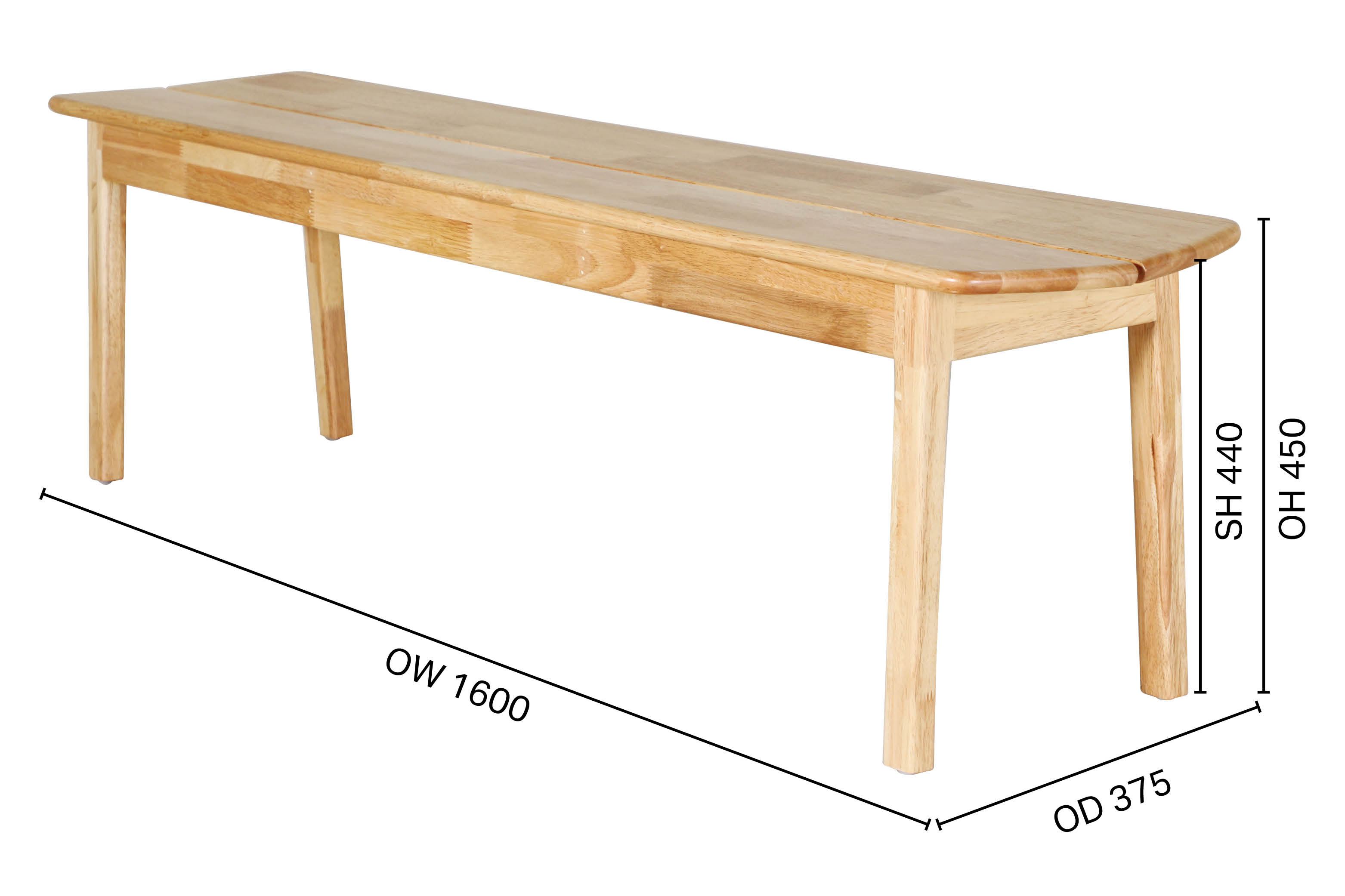 Haru Bench – Wood Seat - W1600
